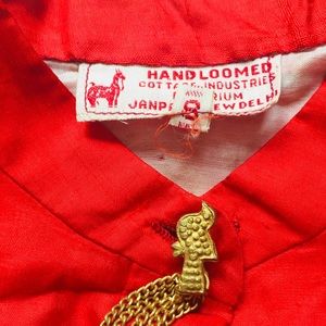 Vintage Hand Loomed Red Silk Dress